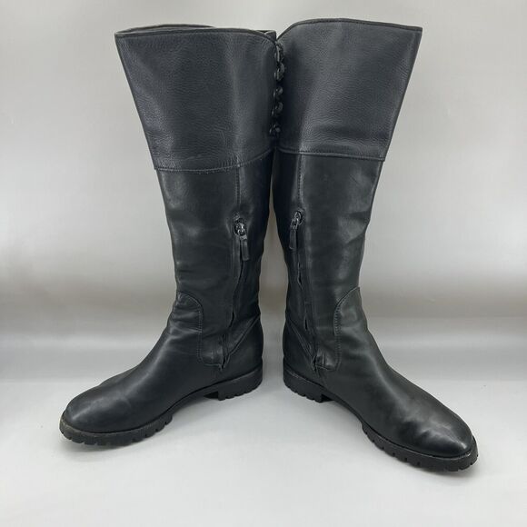 Cole‎ Haan Kensington Boots Women Size 7 B Shoes Black Leather Zip Up Waterproof - Picture 5 of 8